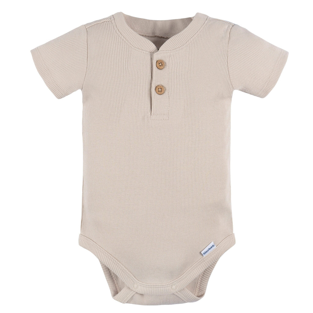 2-Piece Baby Boys Beige Bodysuit and Shorts Set