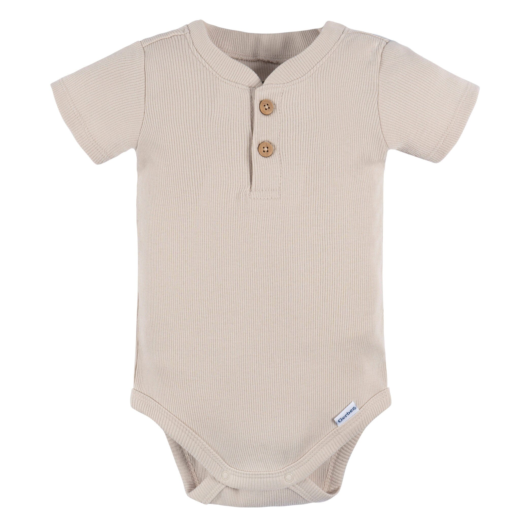 2-Piece Baby Boys Beige Bodysuit and Shorts Set