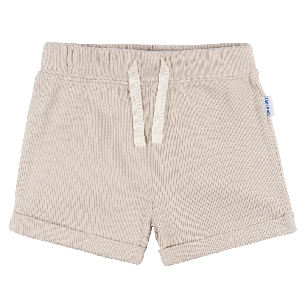 2-Piece Baby Boys Beige Bodysuit and Shorts Set