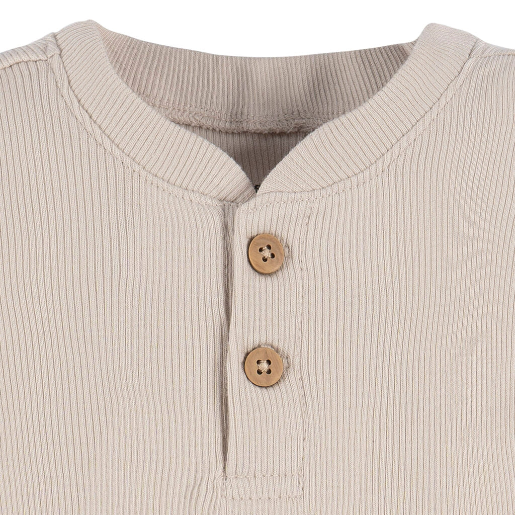 2-Piece Baby Boys Beige Bodysuit and Shorts Set