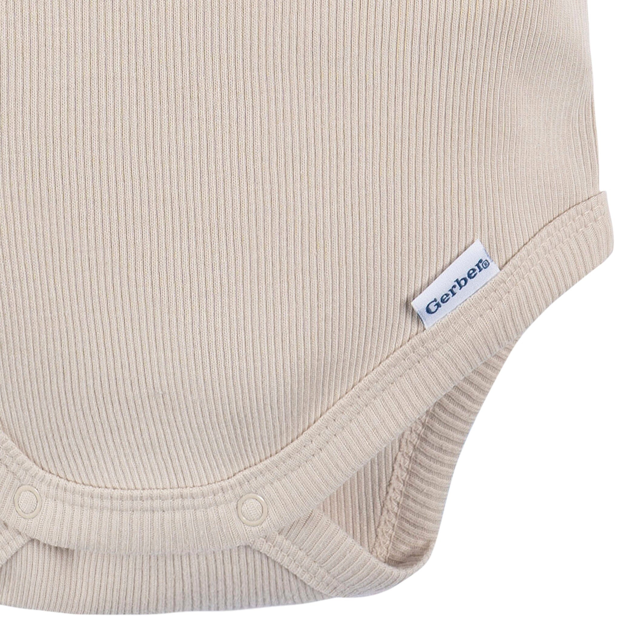 2-Piece Baby Boys Beige Bodysuit and Shorts Set