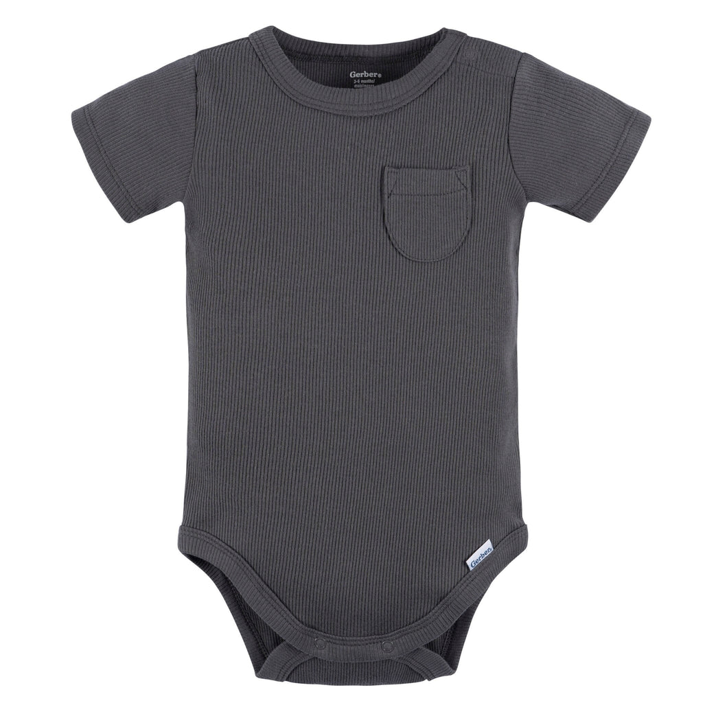 2-Piece Baby Boys Dark Grey Bodysuit and Shorts Set