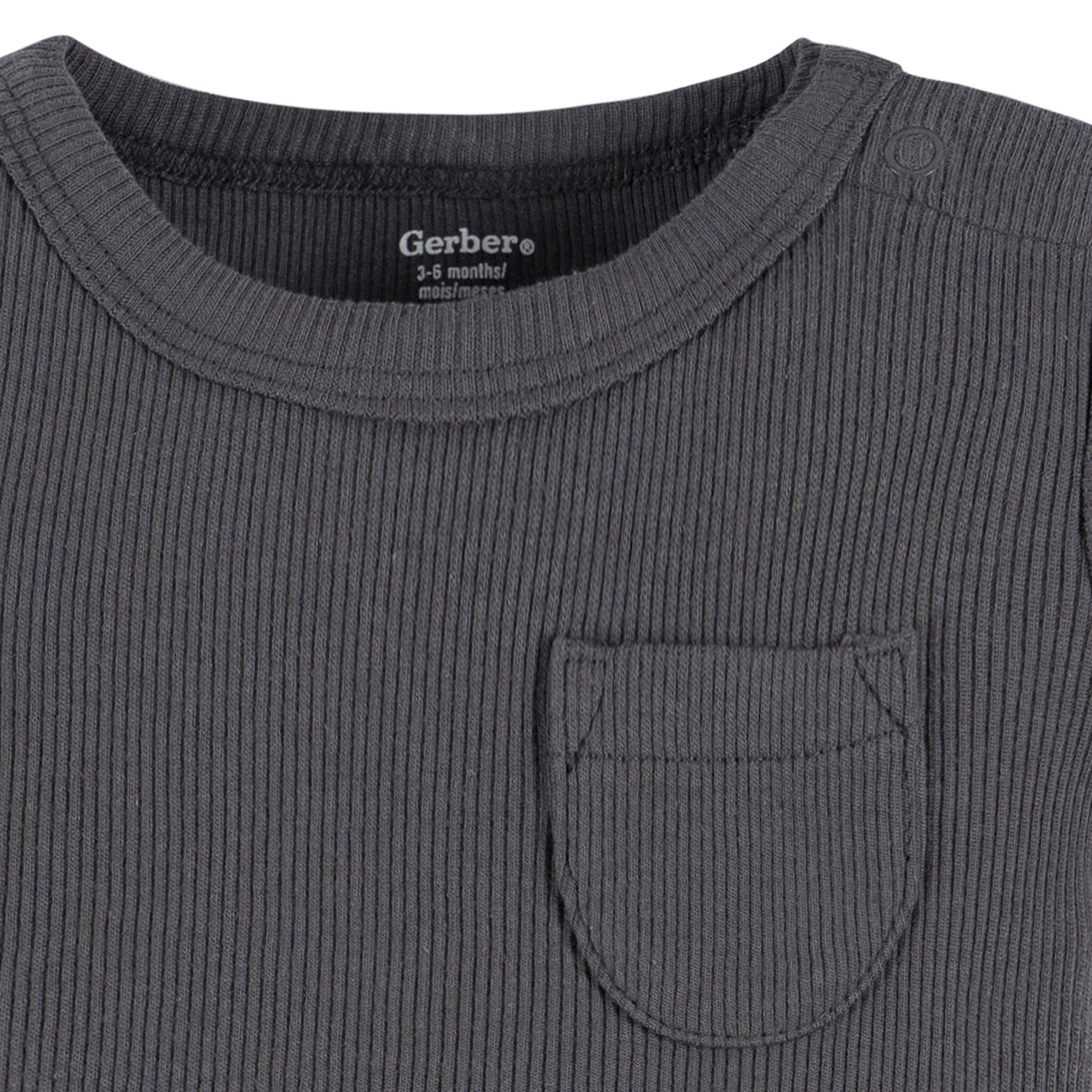 2-Piece Baby Boys Dark Grey Bodysuit and Shorts Set