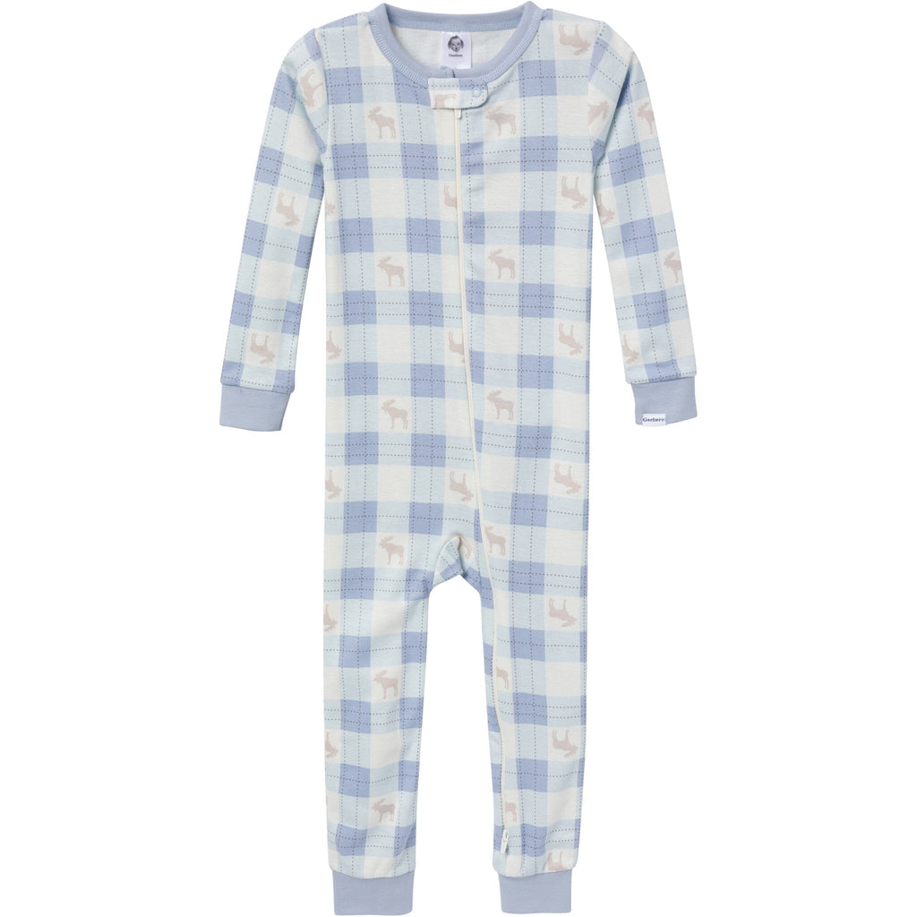 3-Pack Baby & Toddler Neutral Moose & Trees Snug Fit Footless Pajamas