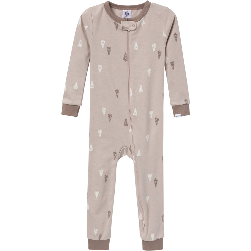 3-Pack Baby & Toddler Neutral Moose & Trees Snug Fit Footless Pajamas