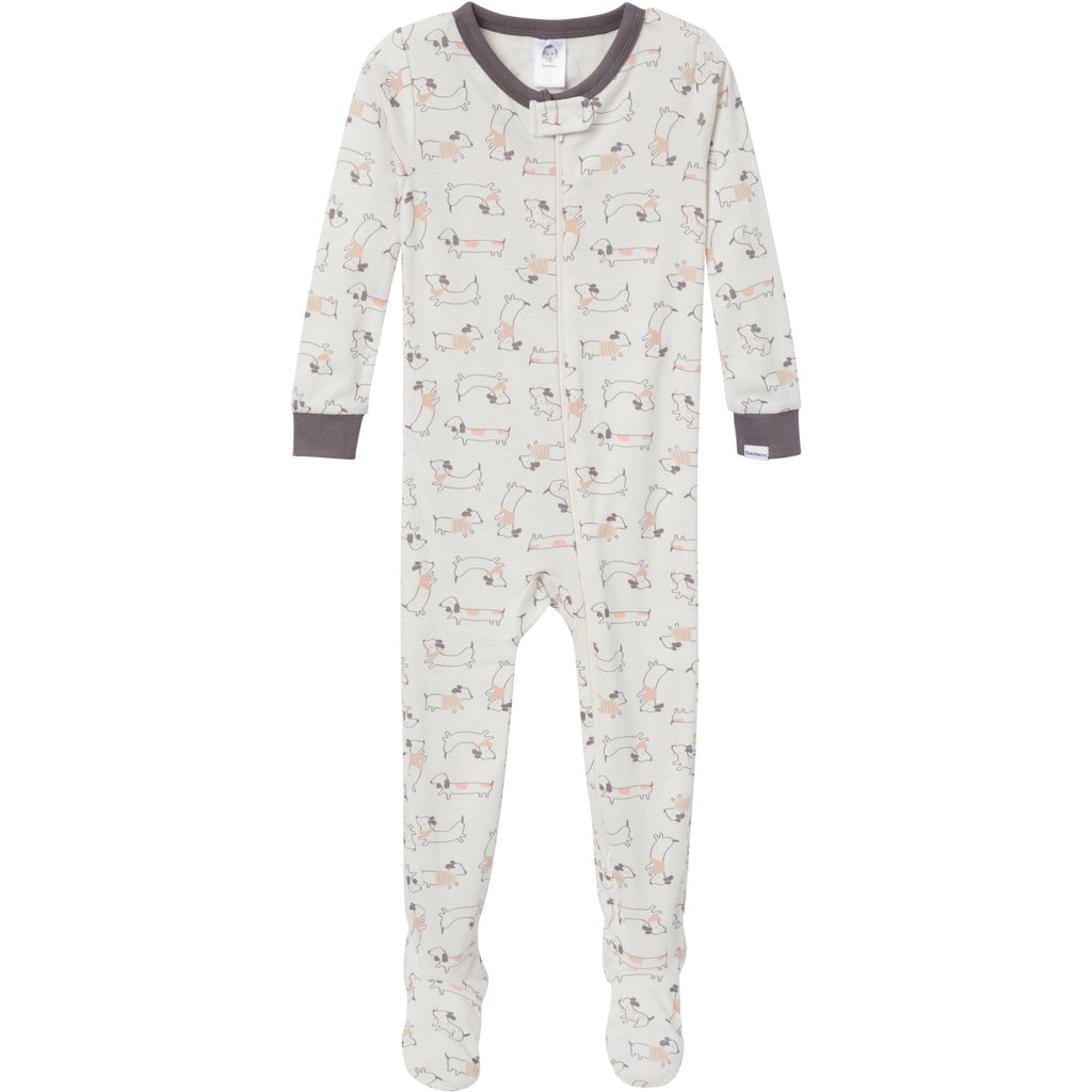 4-Pack Baby & Toddler Neutral Dog Snug Fit Footed Pajamas