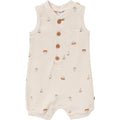 Baby Boys Beige Sailboat Sleeveless Romper