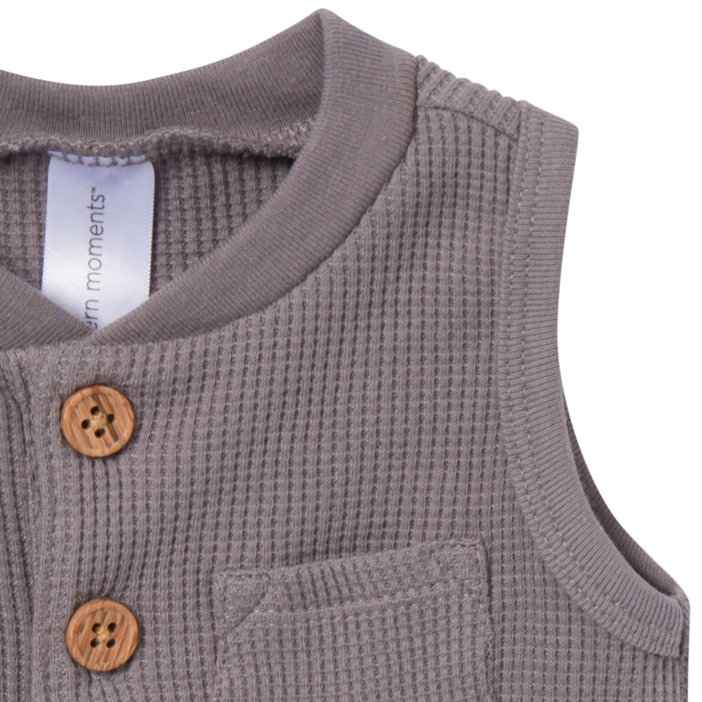 Baby Boys Medium Grey Sleeveless Romper