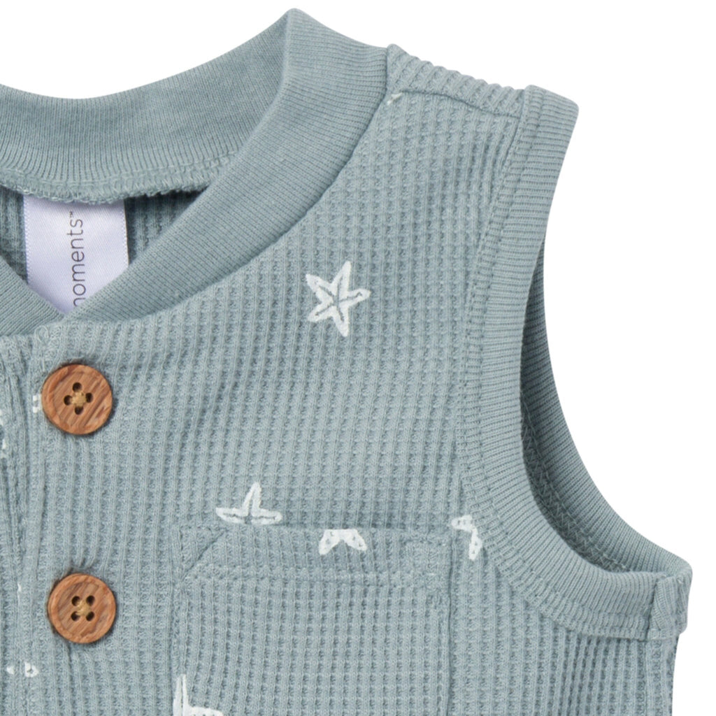 Baby Boys Teal Starfish Sleeveless Romper