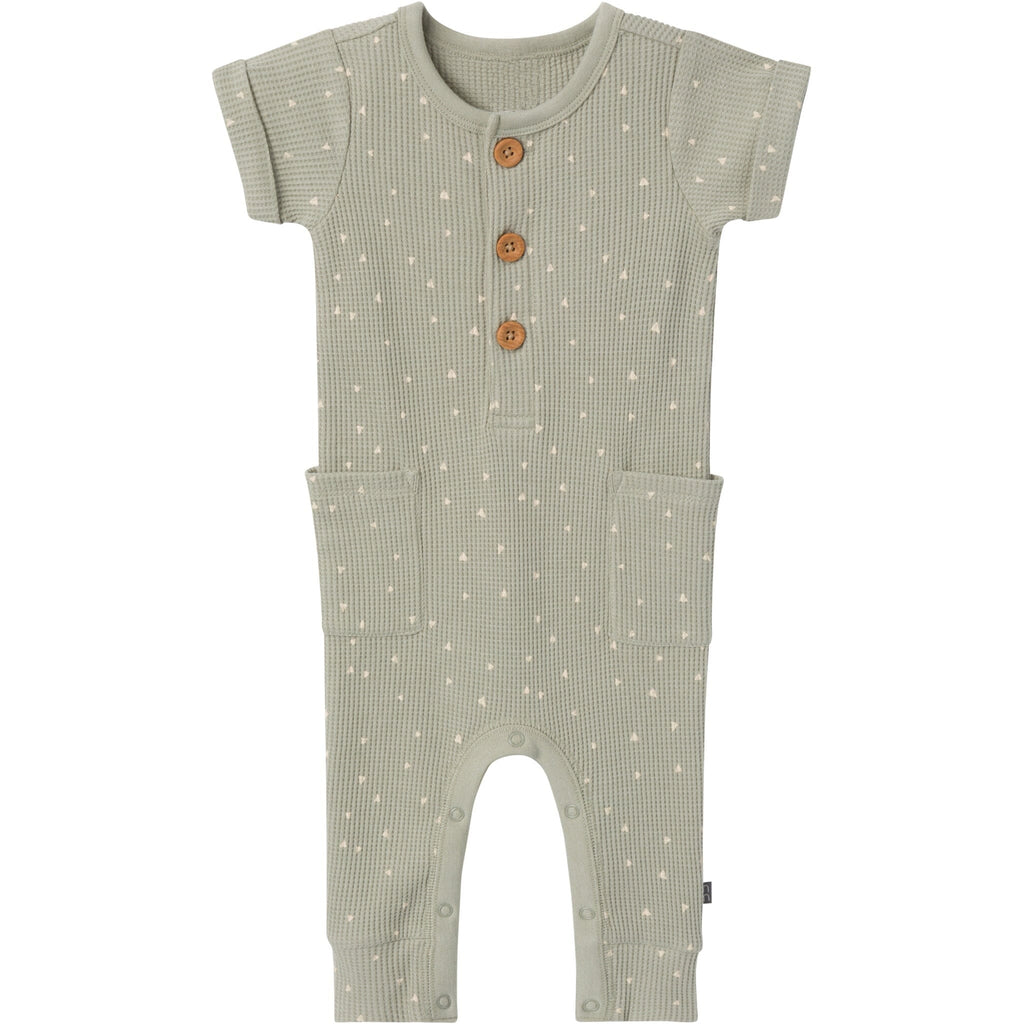 Baby Boys Green Triangles Short Sleeve Long Leg Romper
