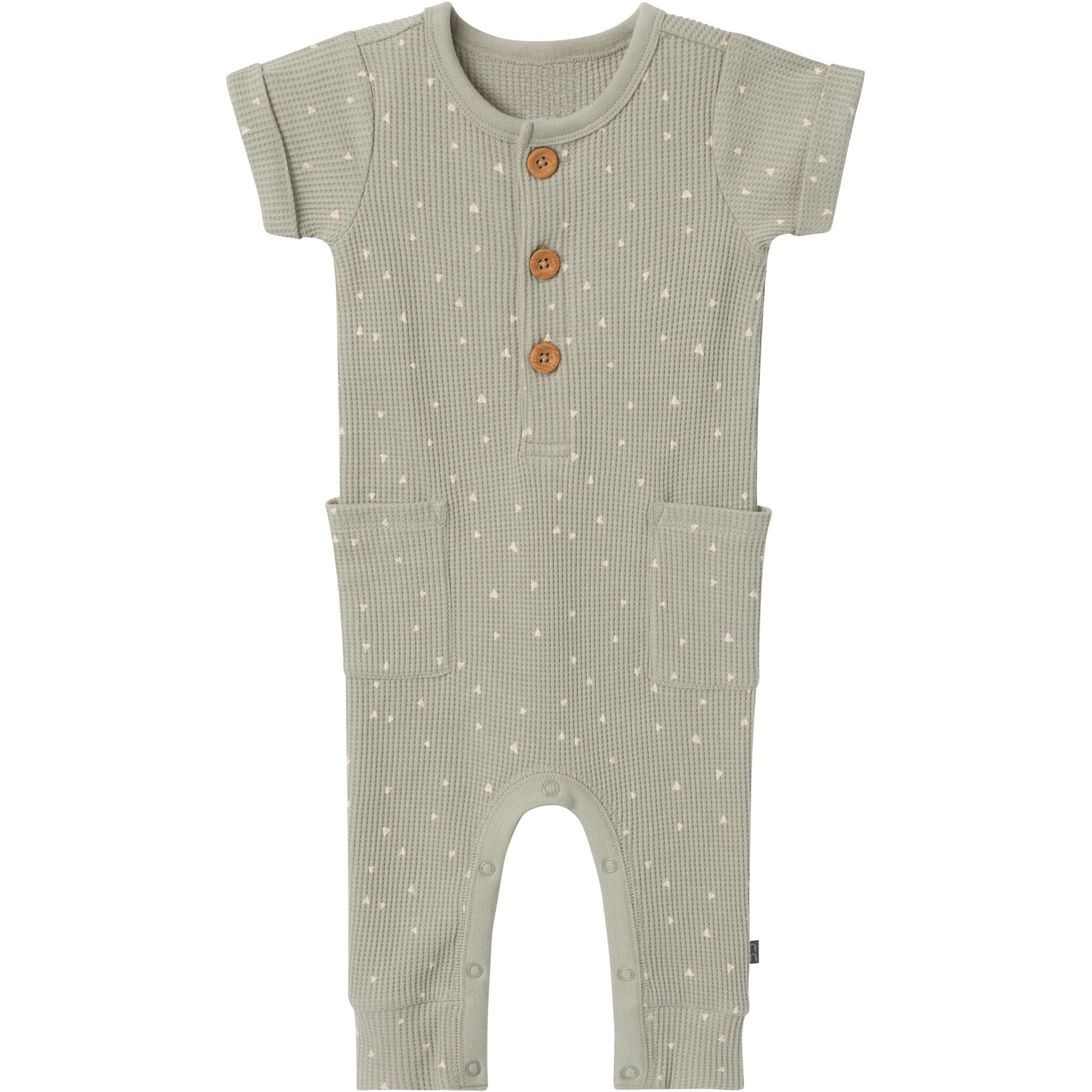Baby Boys Green Triangles Short Sleeve Long Leg Romper