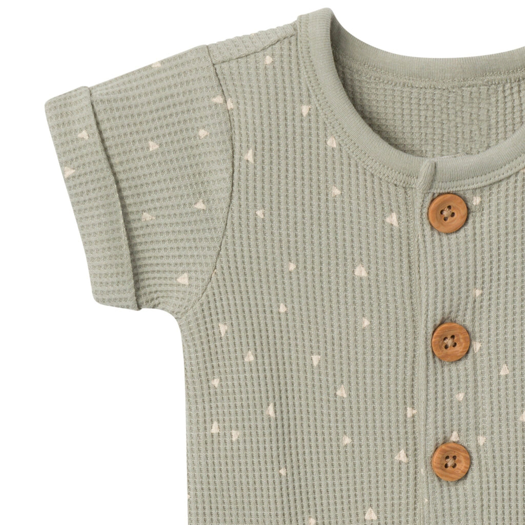 Baby Boys Green Triangles Short Sleeve Long Leg Romper