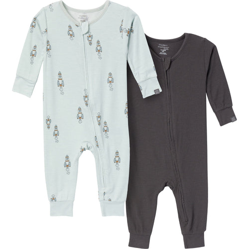 2-Pack Baby & Toddler Boys Light Sky Spaceship Viscose Snug Fit Footless Pajamas