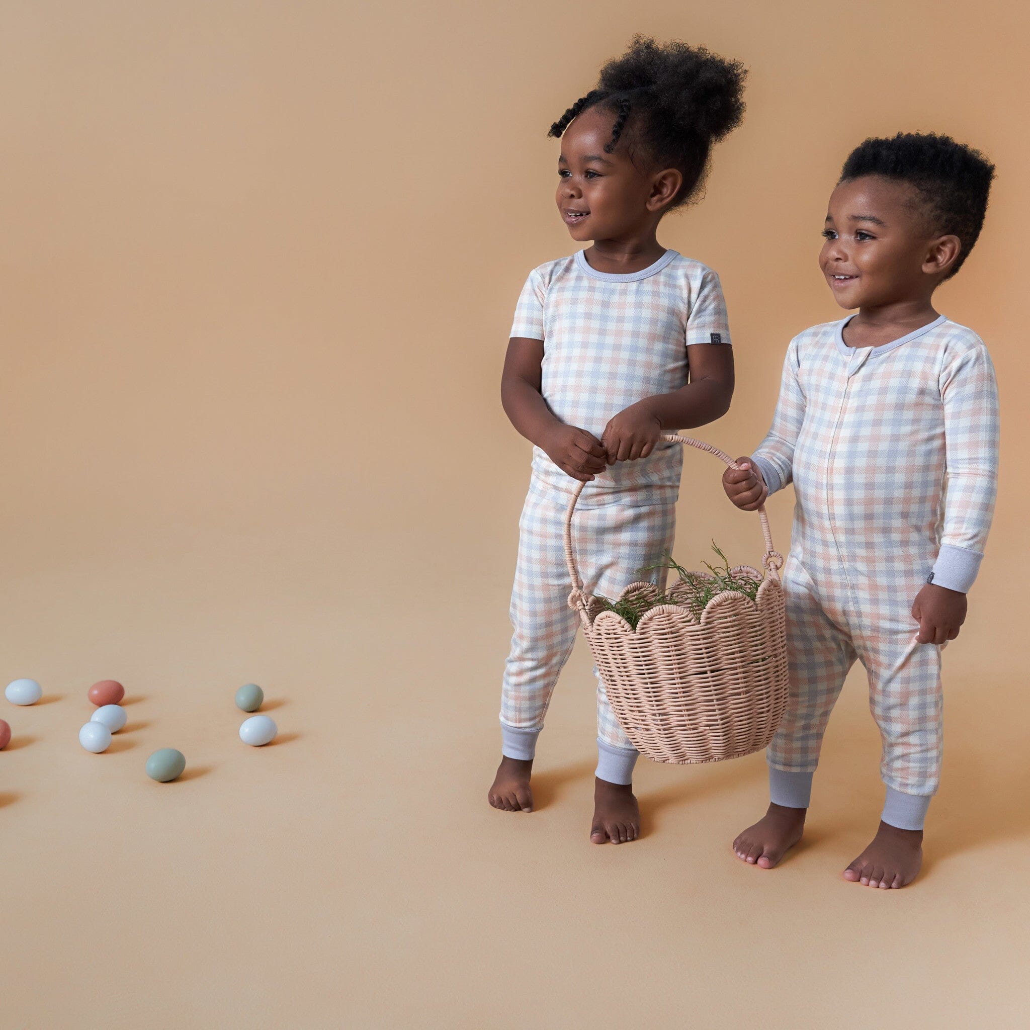 2-Pack Baby & Toddler Neutral Blue Plaid Viscose Snug Fitting Footless Pajamas