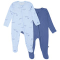 2-Pack Baby Boys Light Blue Whale Sleep 'N Plays With Mitten Cuffs