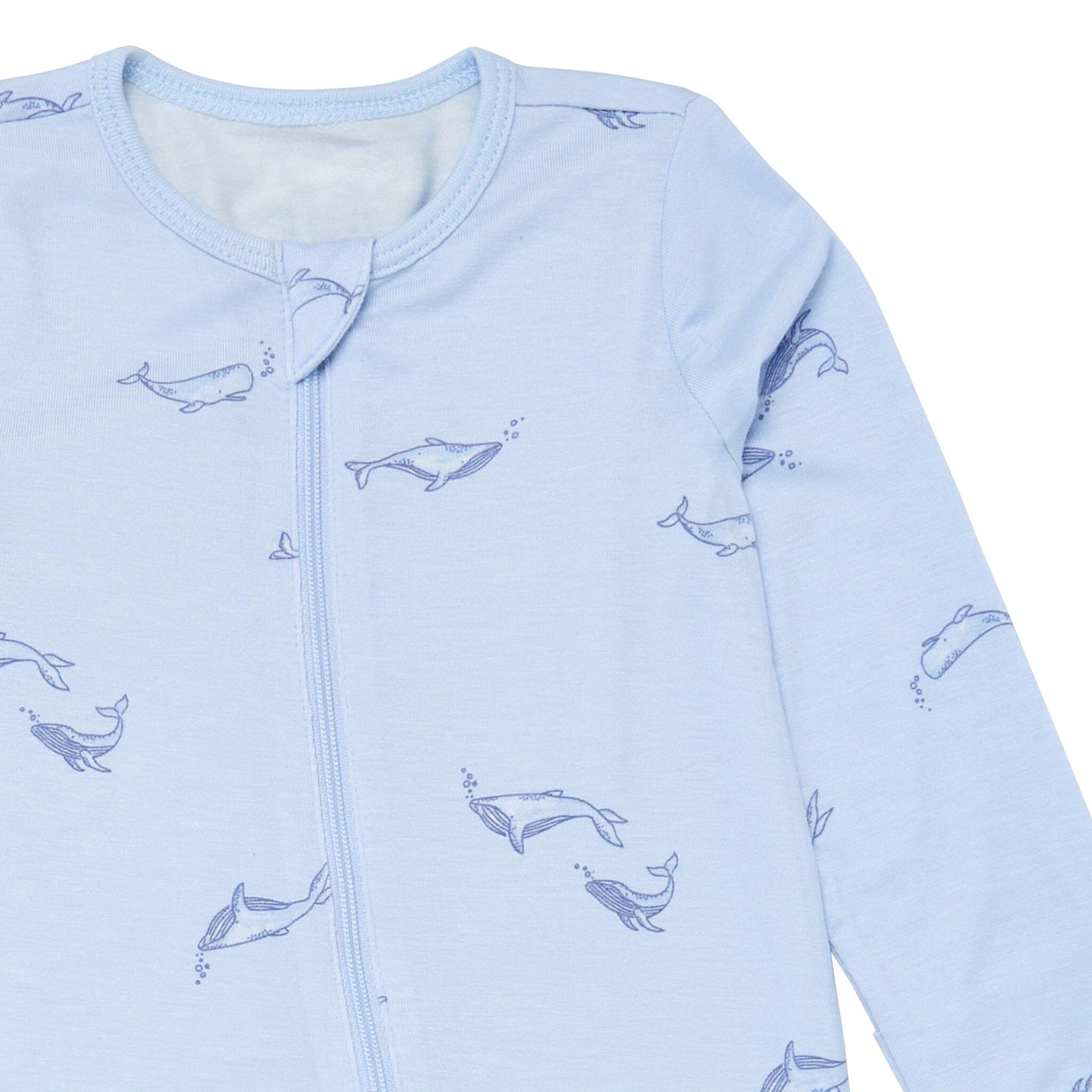 2-Pack Baby Boys Light Blue Whale Sleep 'N Plays With Mitten Cuffs