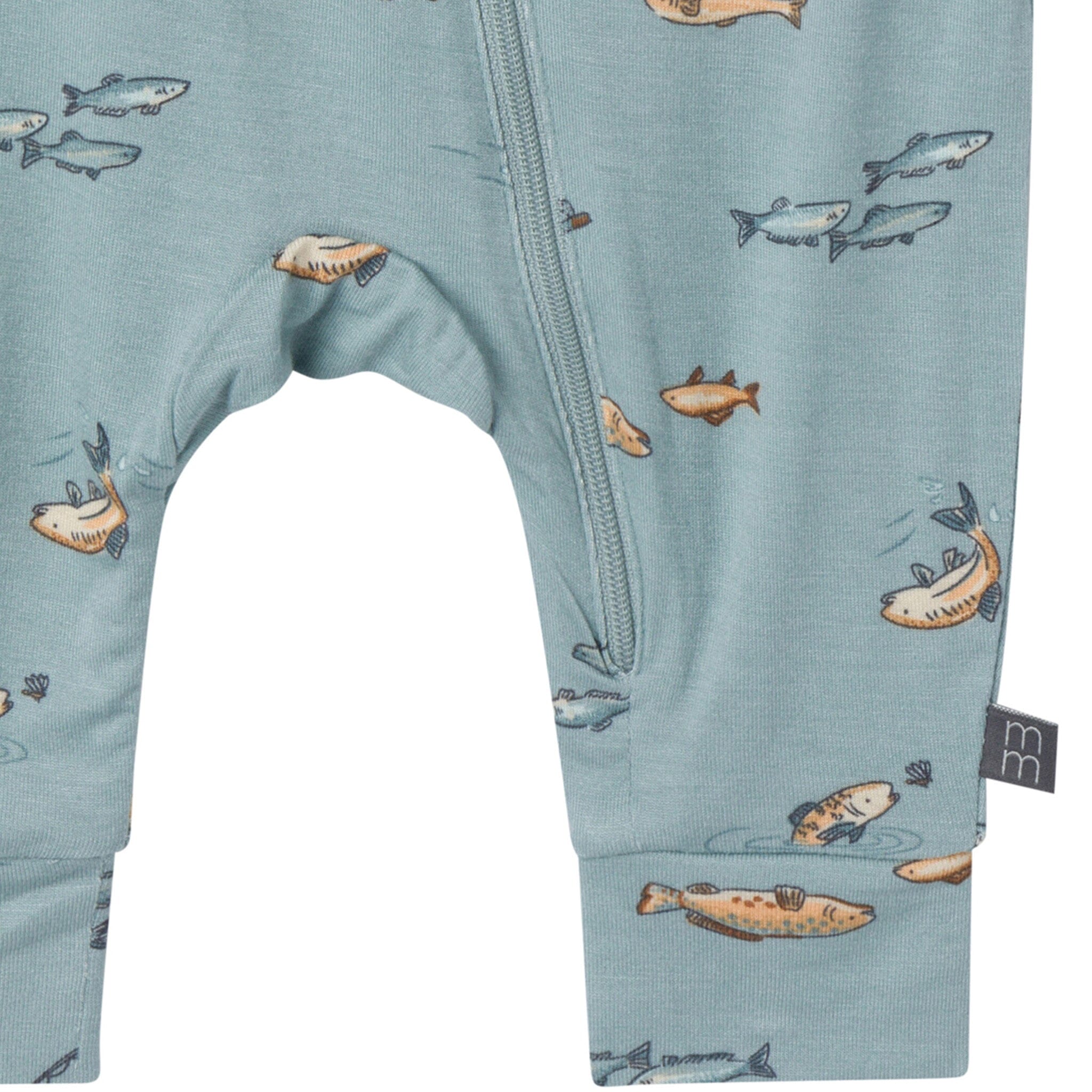 2-Pack Baby Boys Teal Fishing Zip Front Viscose Rompers