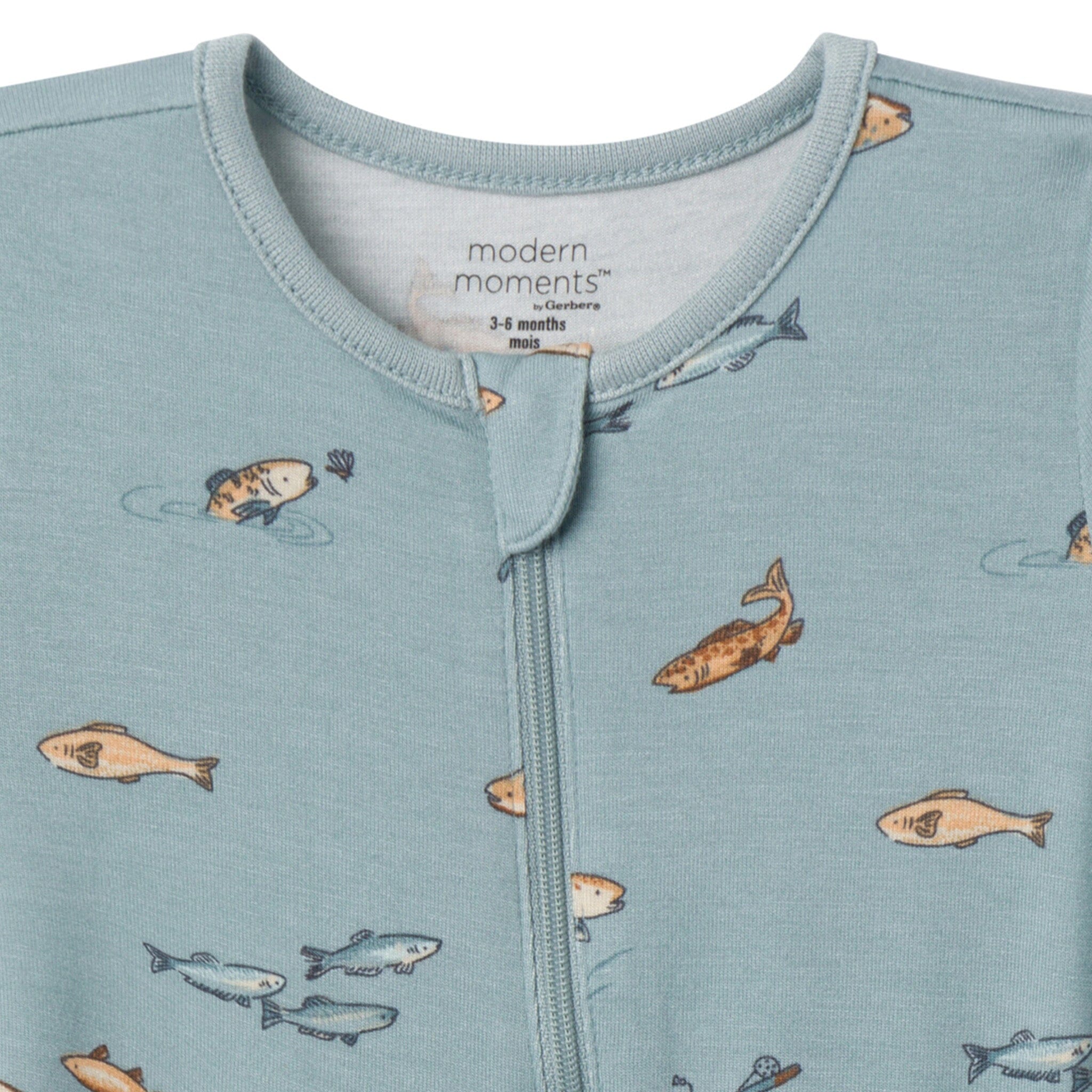 2-Pack Baby Boys Teal Fishing Zip Front Viscose Rompers