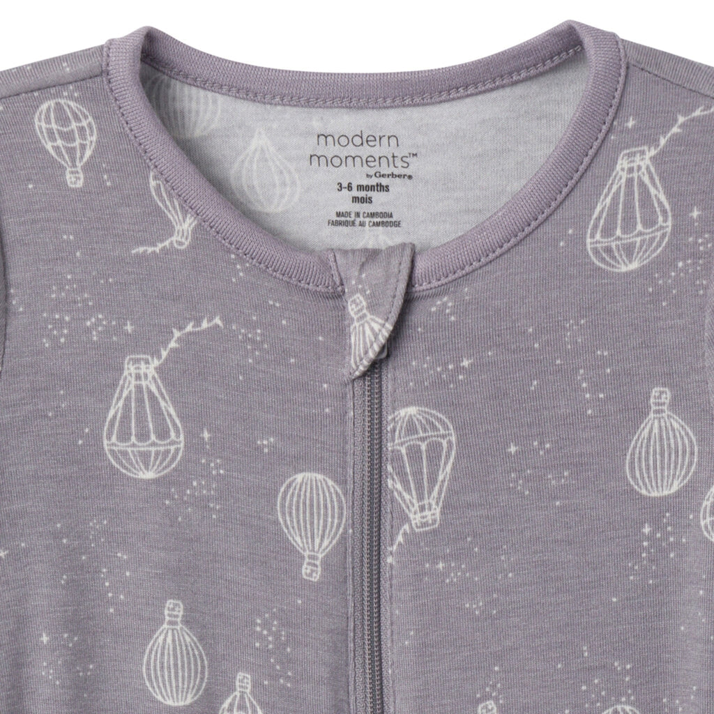 2-Pack Baby Neutral Hot Air Balloon Zip Front Viscose Rompers