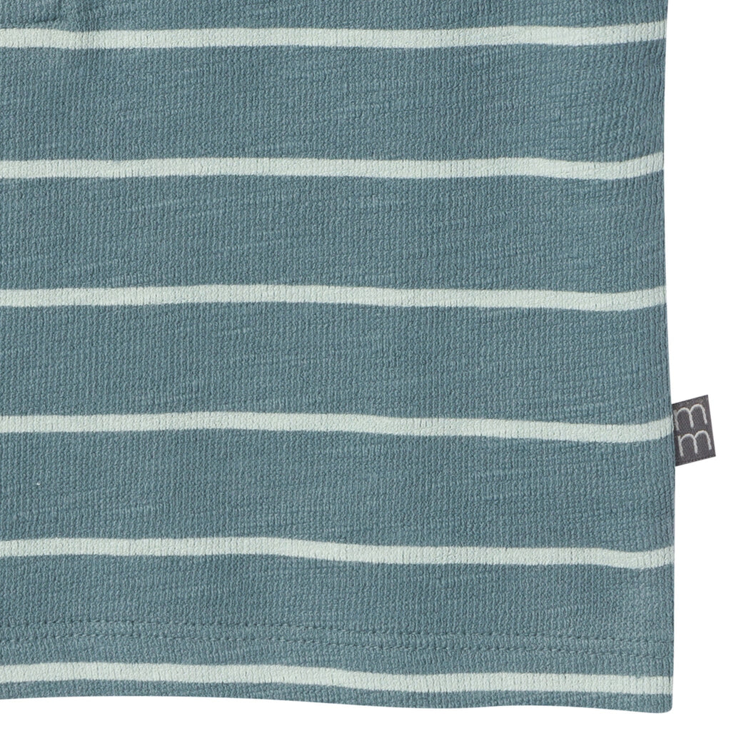 2-Piece Baby Boys Teal Stripe Henley Shirt and Shorts Set