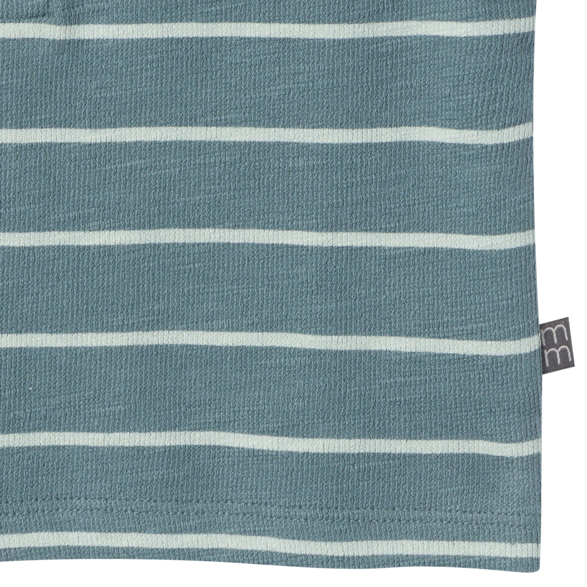 2-Piece Baby Boys Teal Stripe Henley Shirt and Shorts Set