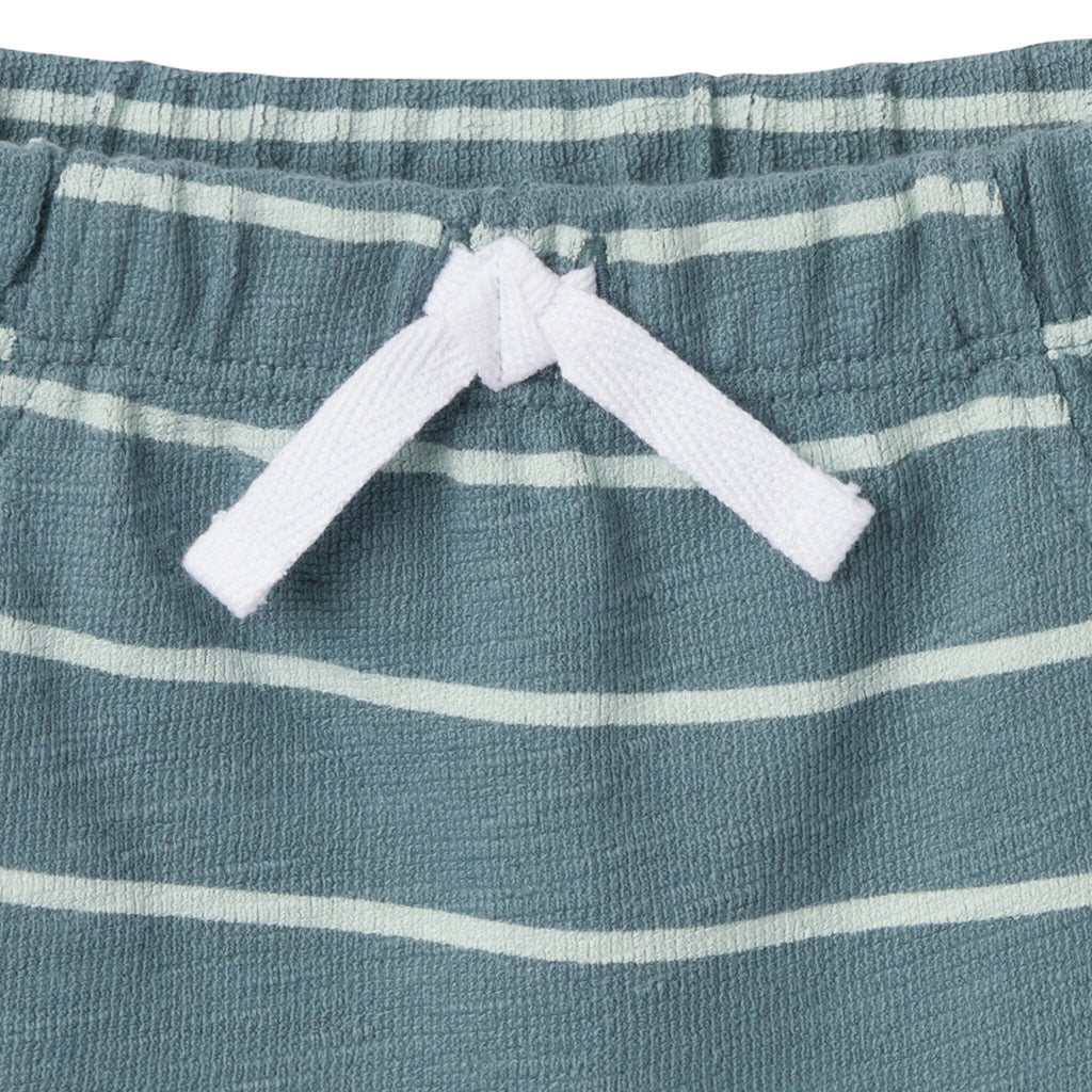 2-Piece Baby Boys Teal Stripe Henley Shirt and Shorts Set
