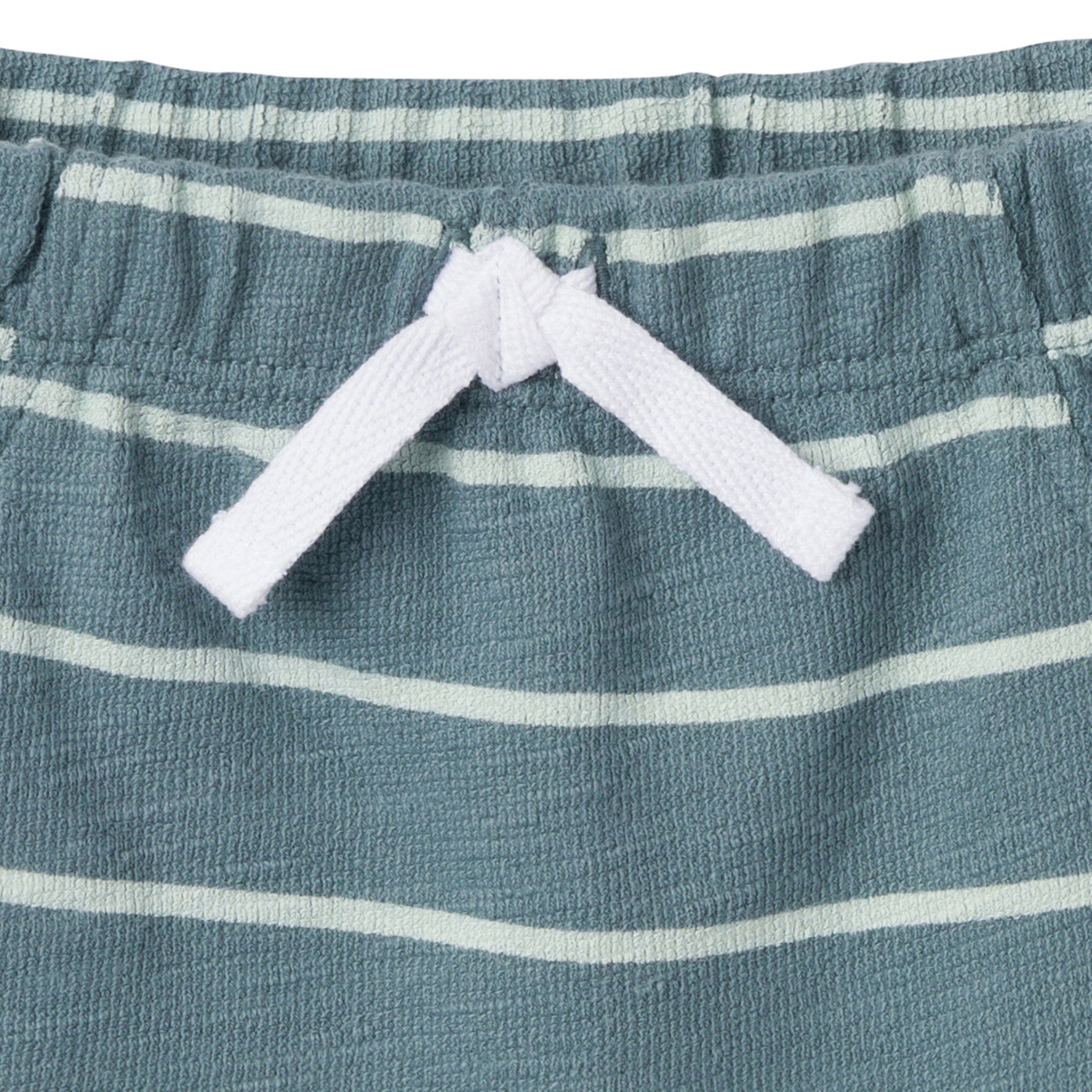 2-Piece Baby Boys Teal Stripe Henley Shirt and Shorts Set