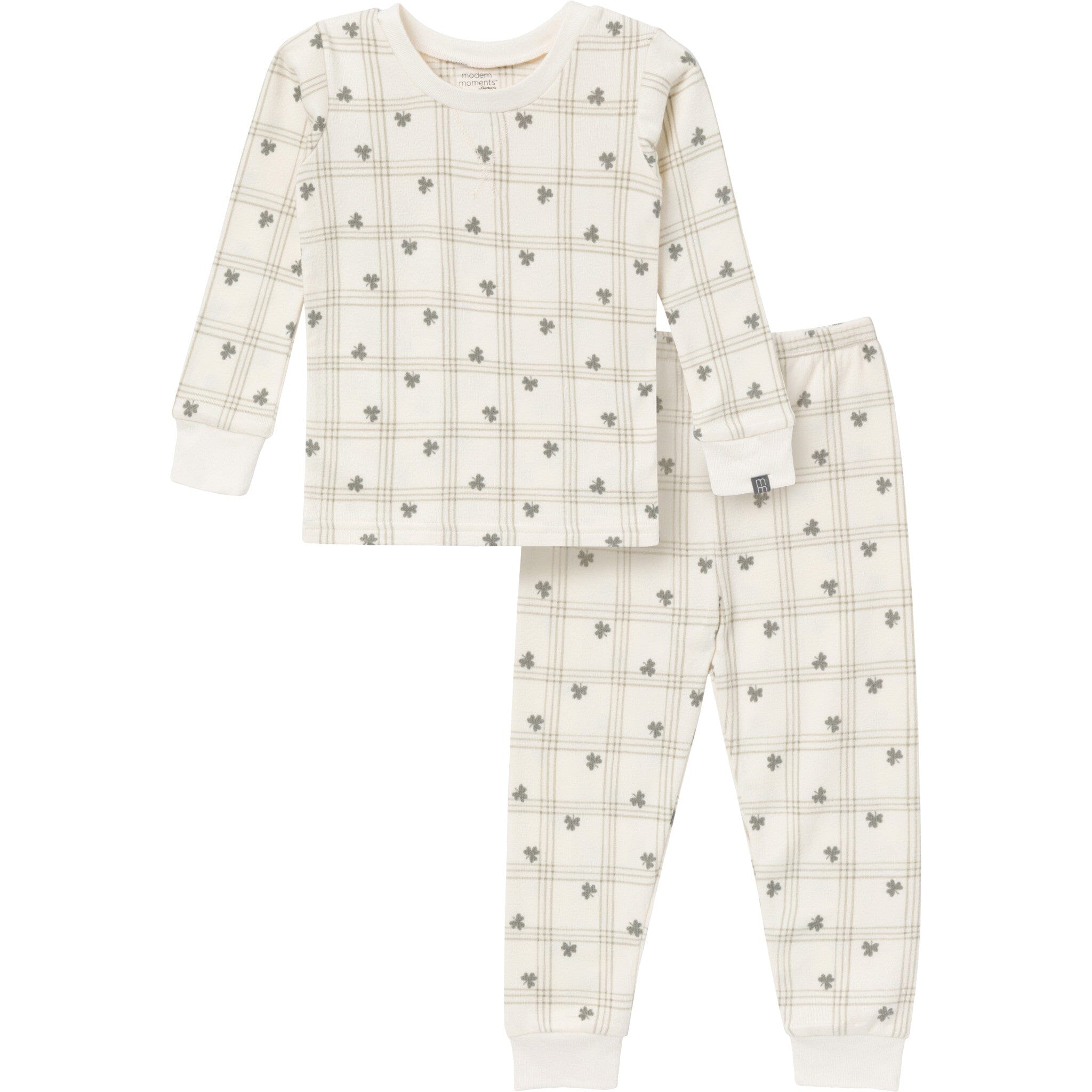 2-Piece Infant & Toddler Neutral Ivory Shamrock Snug Fitting Hacci Pajamas Set
