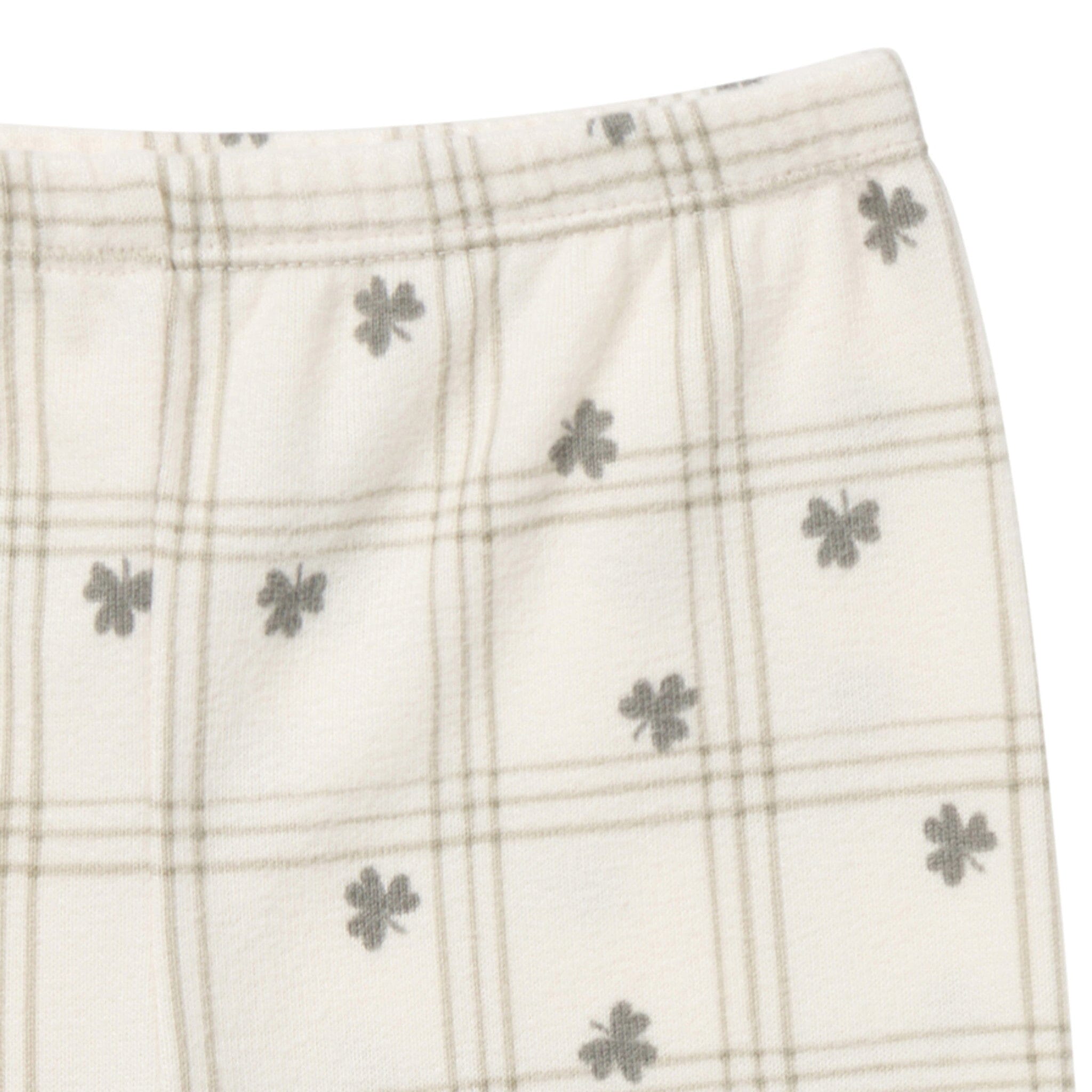 2-Piece Infant & Toddler Neutral Ivory Shamrock Snug Fitting Hacci Pajamas Set