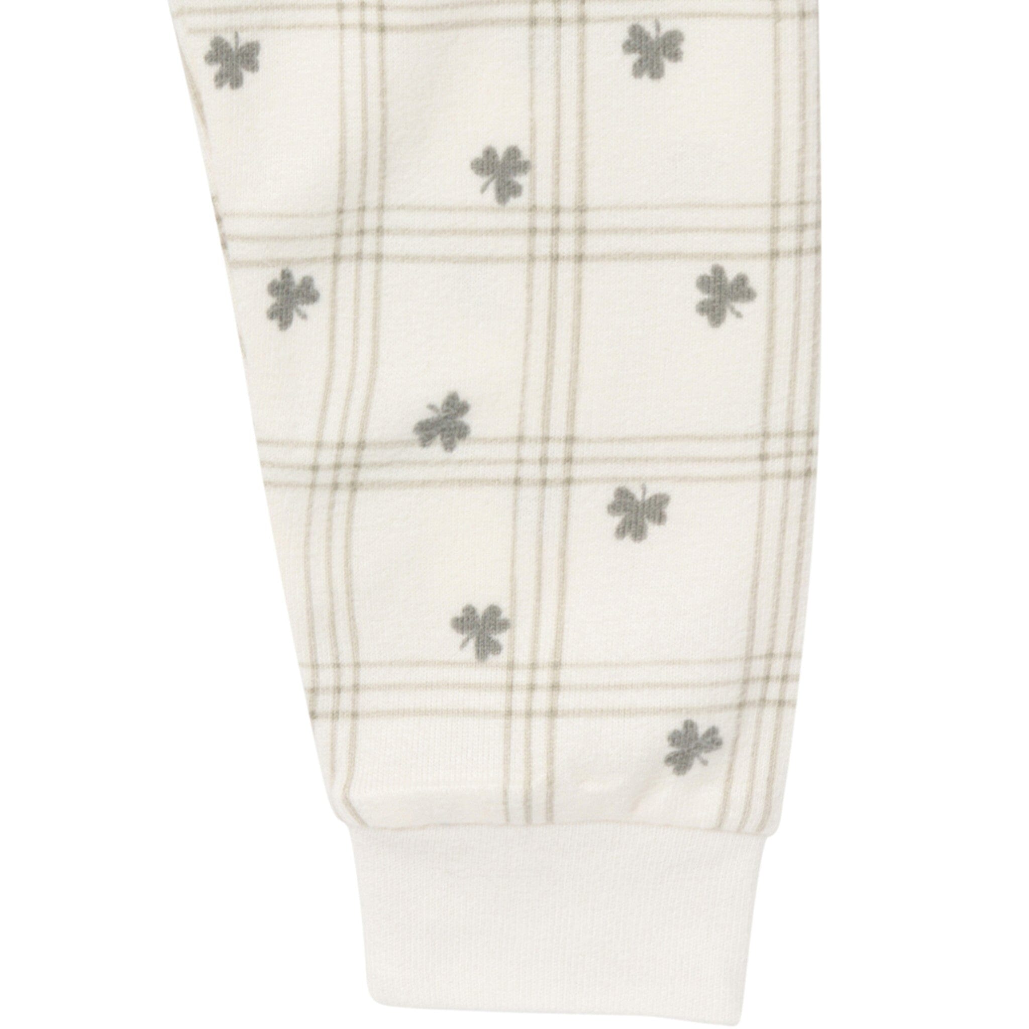 2-Piece Infant & Toddler Neutral Ivory Shamrock Snug Fitting Hacci Pajamas Set