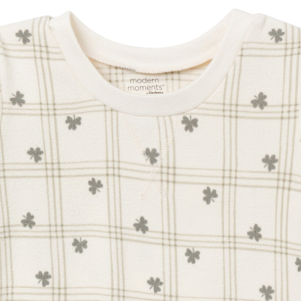 2-Piece Infant & Toddler Neutral Ivory Shamrock Snug Fitting Hacci Pajamas Set