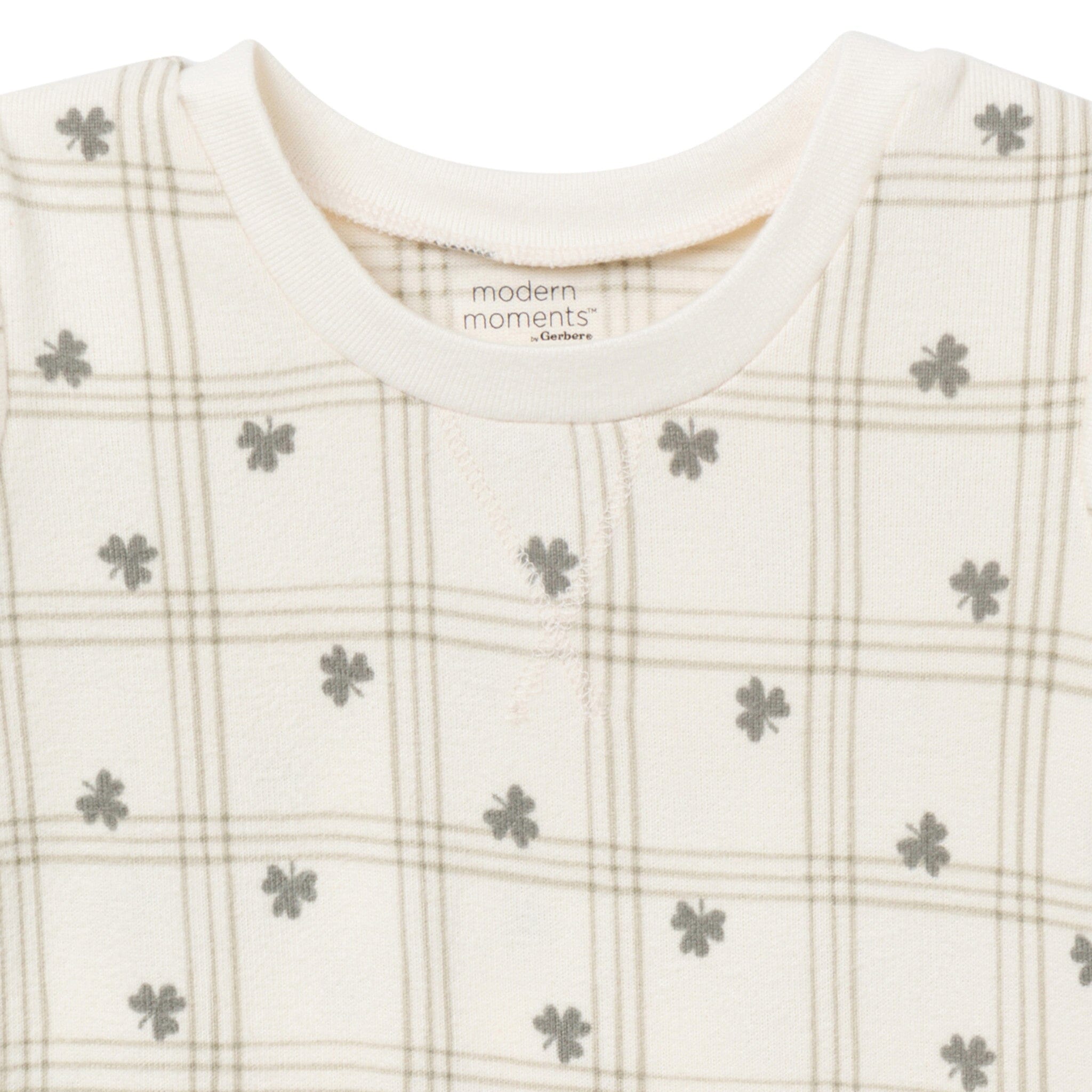 2-Piece Infant & Toddler Neutral Ivory Shamrock Snug Fitting Hacci Pajamas Set