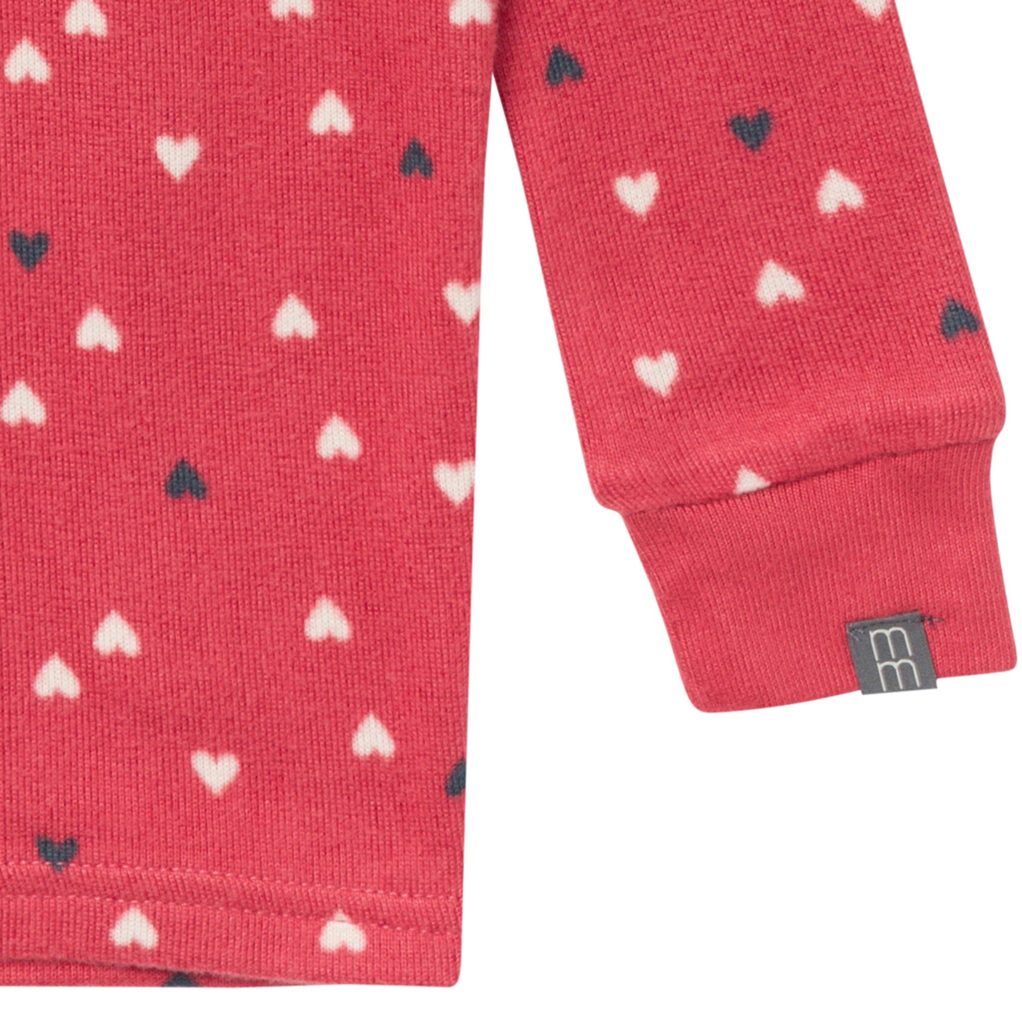 2-Piece Infant and Toddler Neutral Red Hearts Snug Fitting Hacci Pajamas