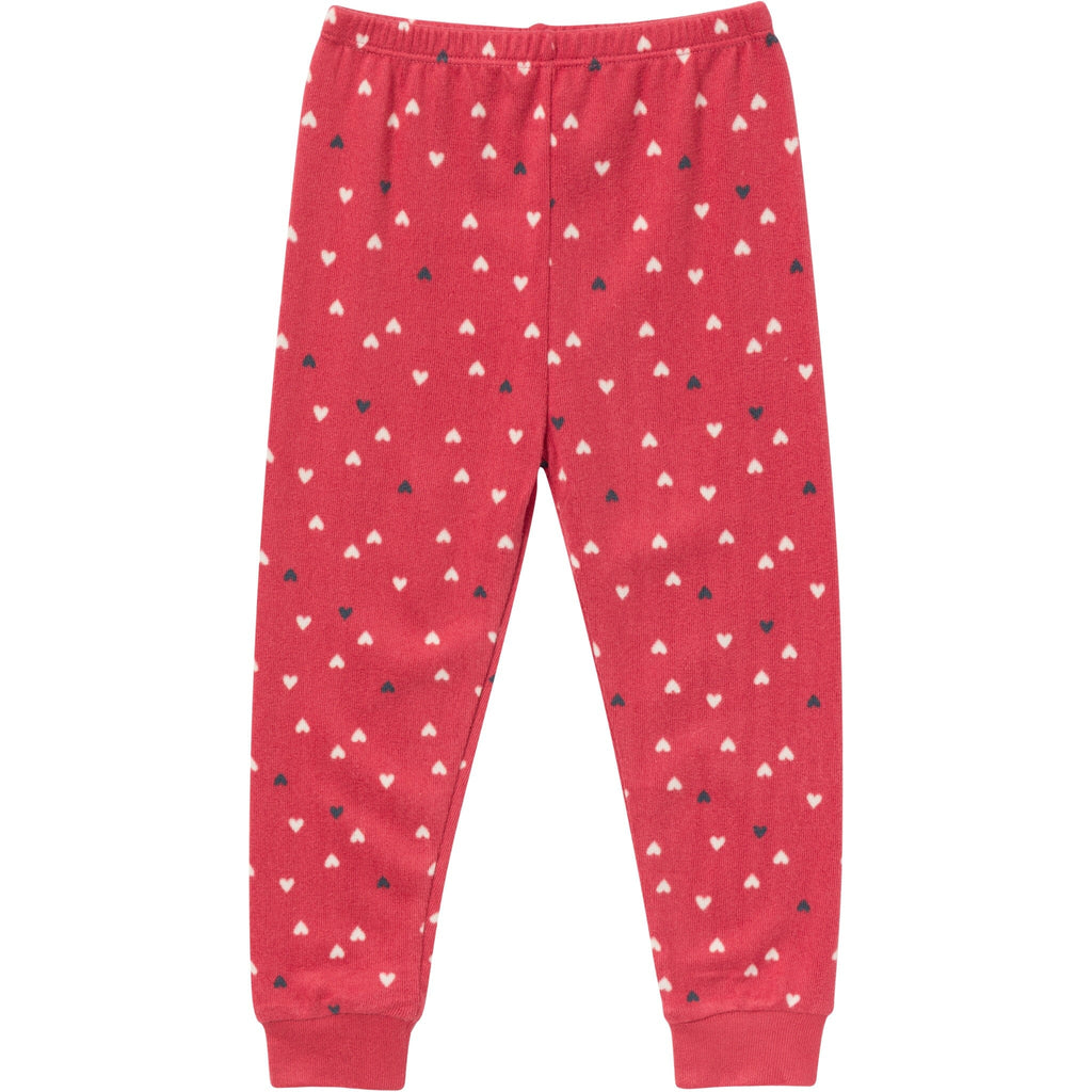 2-Piece Infant and Toddler Neutral Red Hearts Snug Fitting Hacci Pajamas