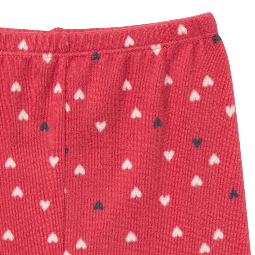 2-Piece Infant and Toddler Neutral Red Hearts Snug Fitting Hacci Pajamas