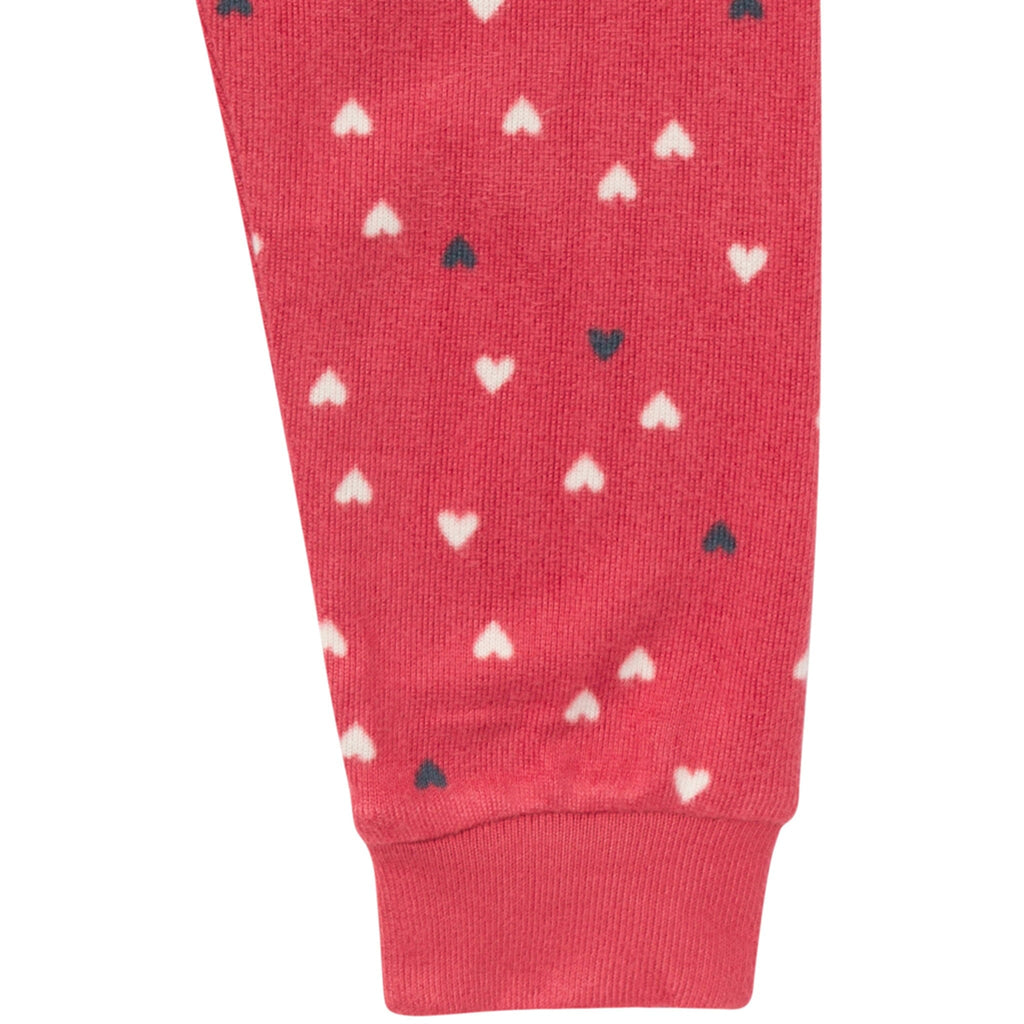 2-Piece Infant and Toddler Neutral Red Hearts Snug Fitting Hacci Pajamas