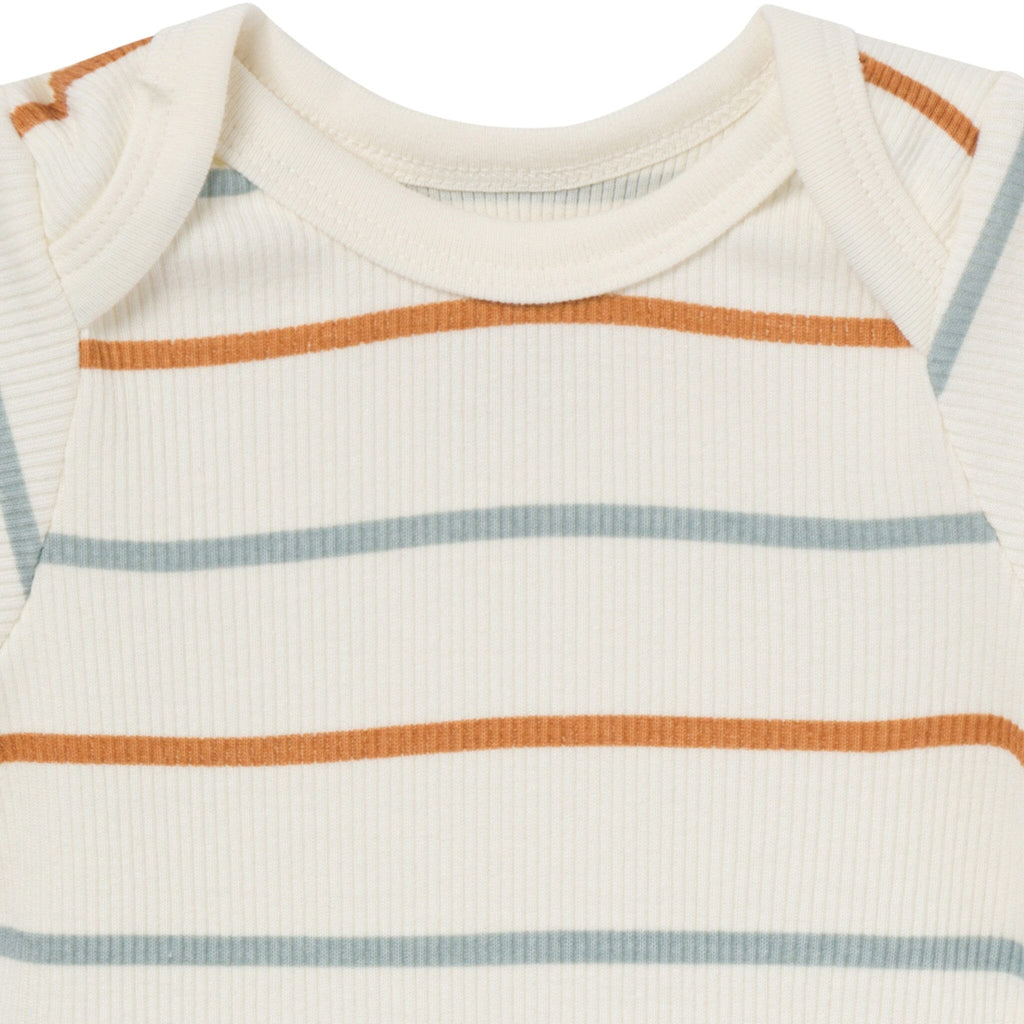 4-Piece Baby Boys Ivory Stripe Short Sleeve Bodysuits and Shorts Set