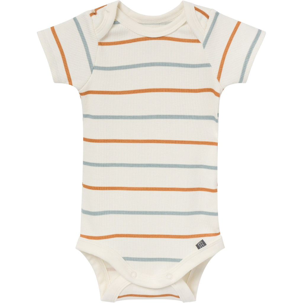 4-Piece Baby Boys Ivory Stripe Short Sleeve Bodysuits and Shorts Set