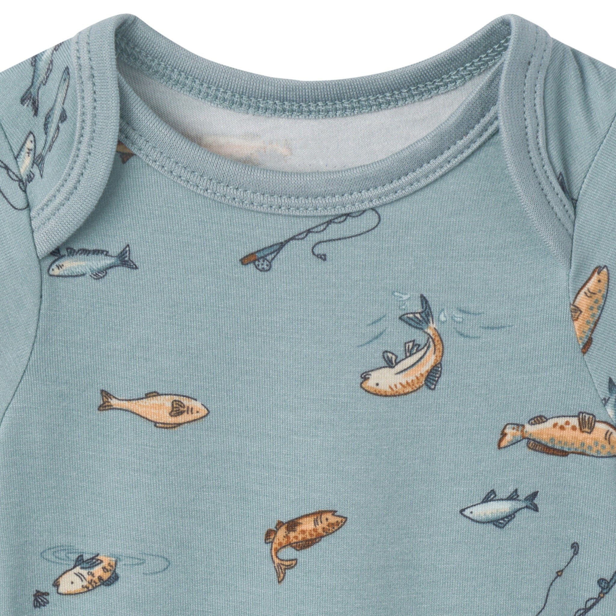 4-Piece Baby Boys Teal Fishing Bodysuits and Pants Viscose Set