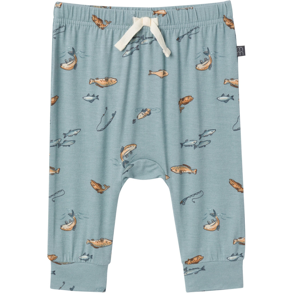 4-Piece Baby Boys Teal Fishing Bodysuits and Pants Viscose Set