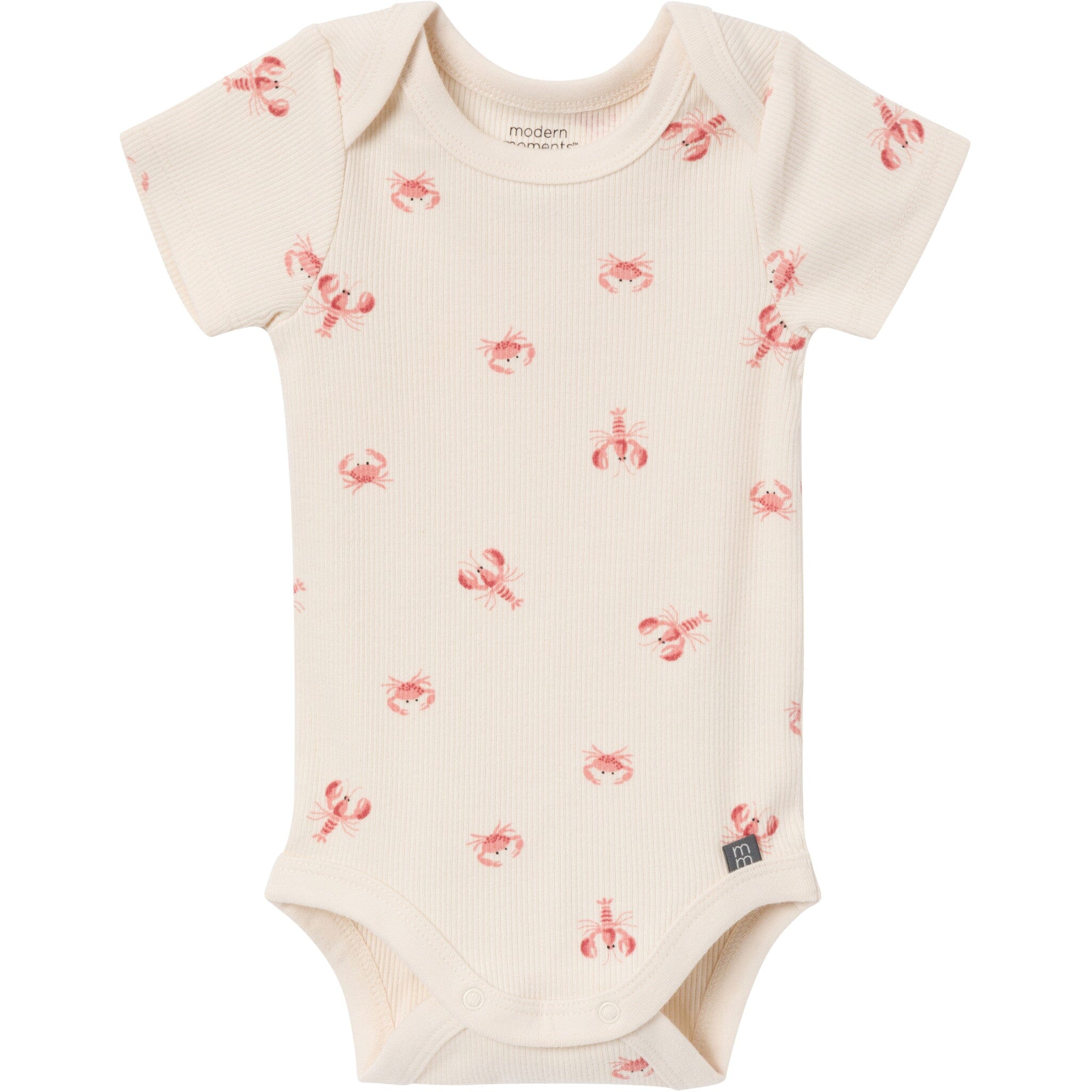 4-Piece Baby Neutral Beige Lobster Short Sleeve Bodysuits and Shorts Set