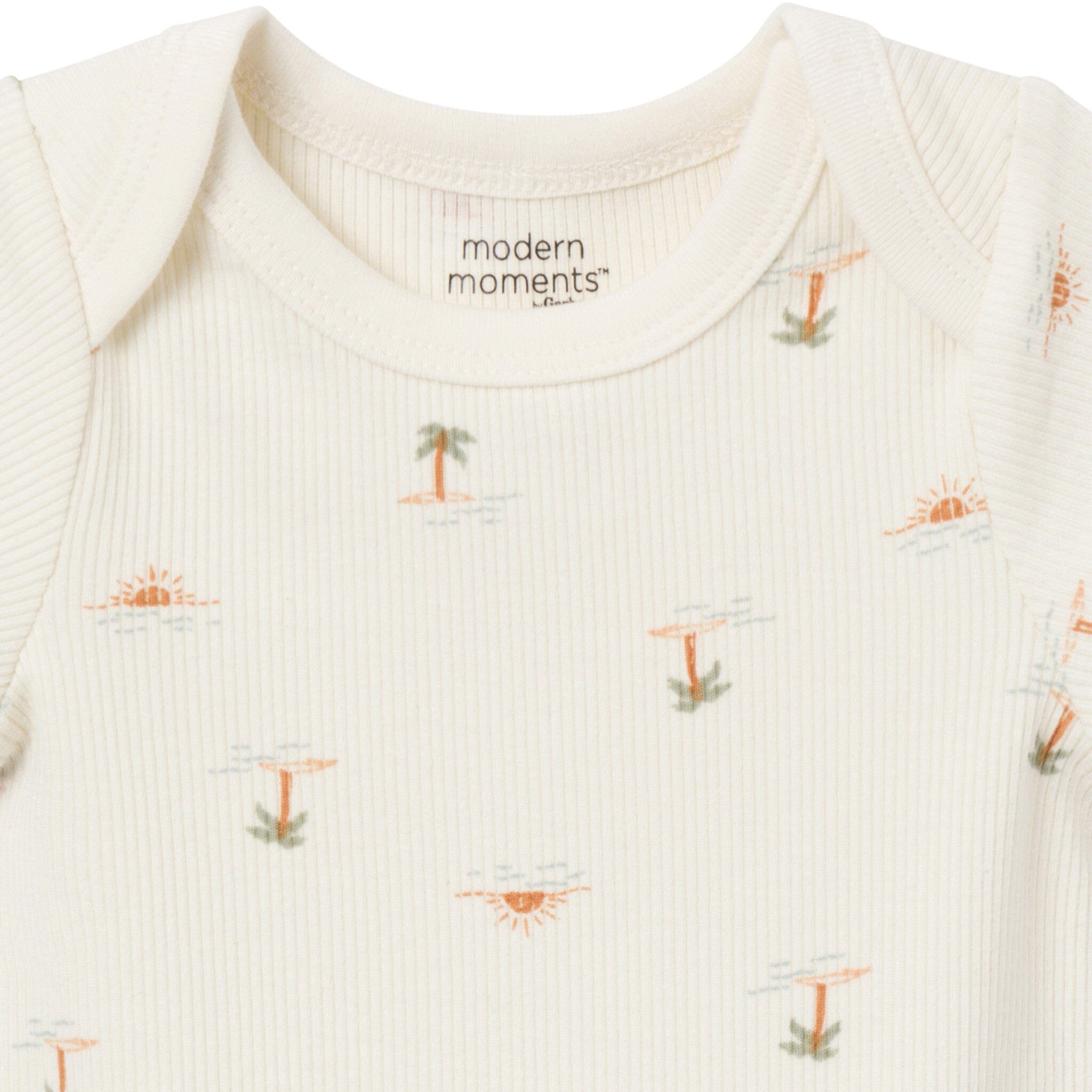 4-Piece Baby Neutral Ivory Mini Island Short Sleeve Bodysuits and Shorts Set