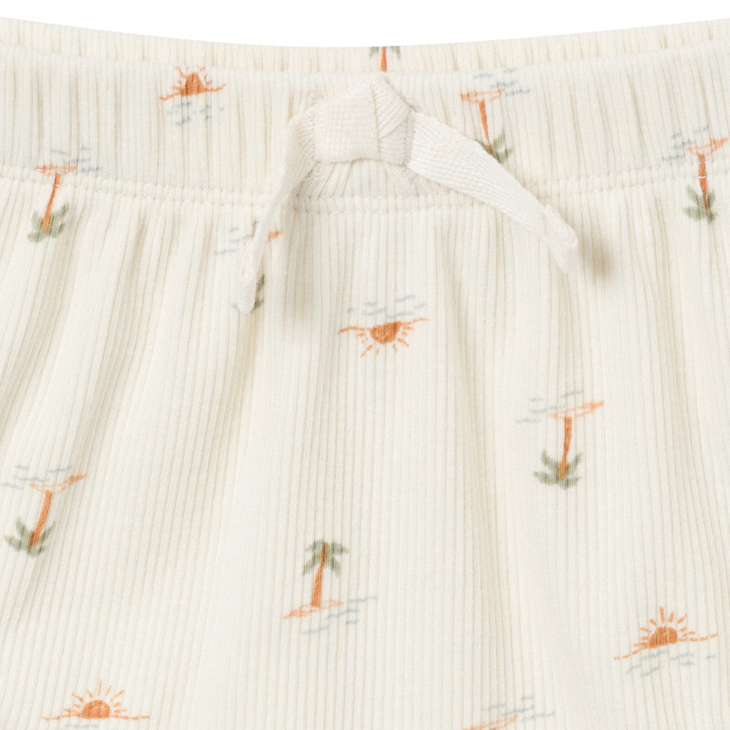 4-Piece Baby Neutral Ivory Mini Island Short Sleeve Bodysuits and Shorts Set