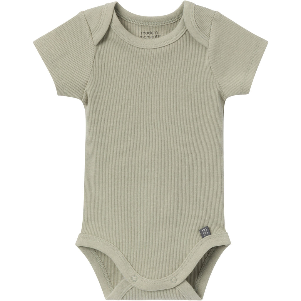 4-Piece Baby Neutral Ivory Mini Island Short Sleeve Bodysuits and Shorts Set