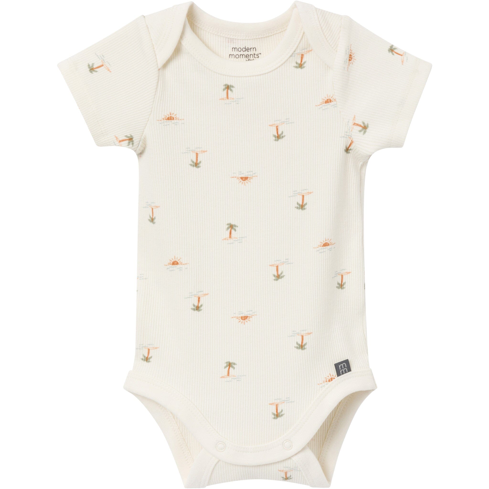 4-Piece Baby Neutral Ivory Mini Island Short Sleeve Bodysuits and Shorts Set