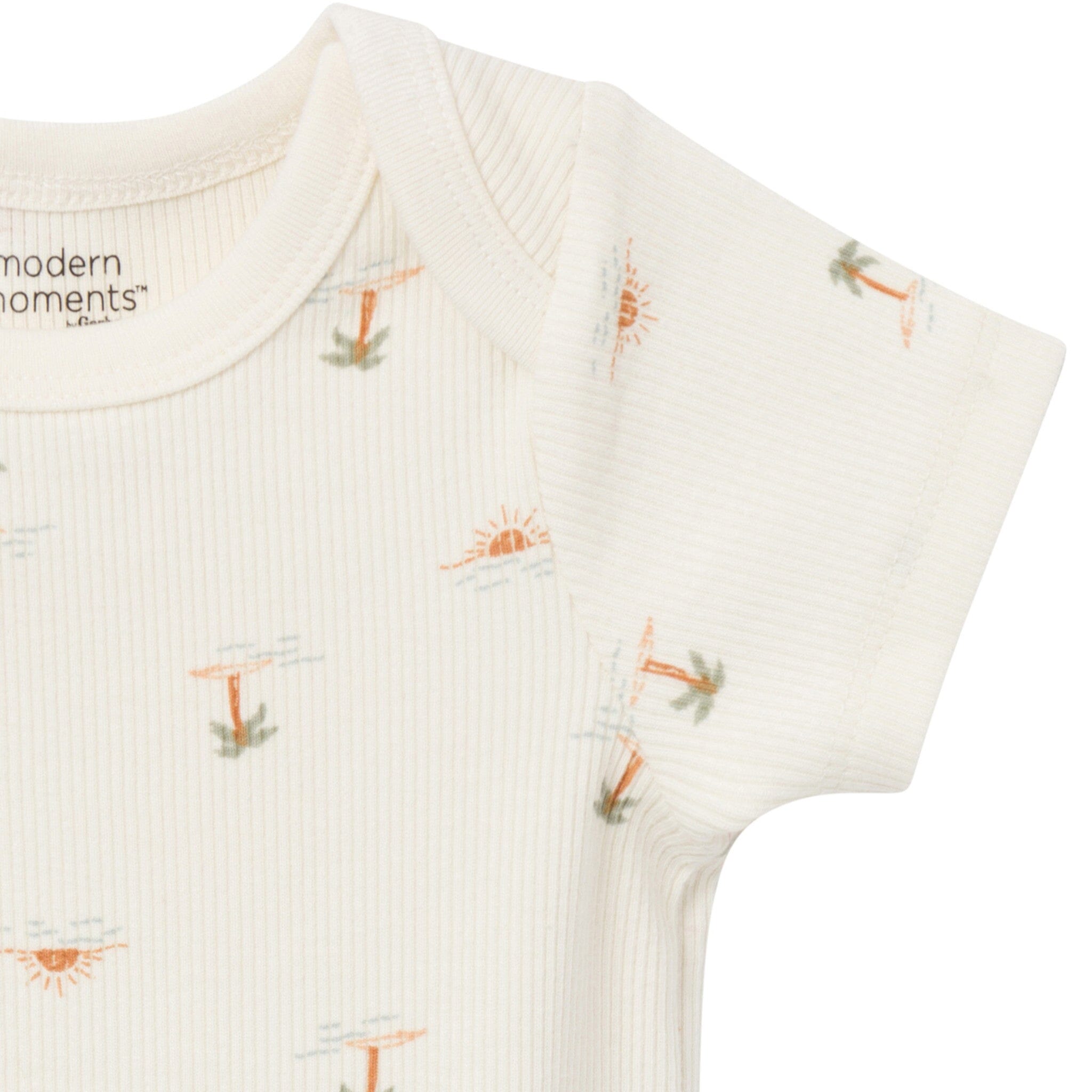 4-Piece Baby Neutral Ivory Mini Island Short Sleeve Bodysuits and Shorts Set