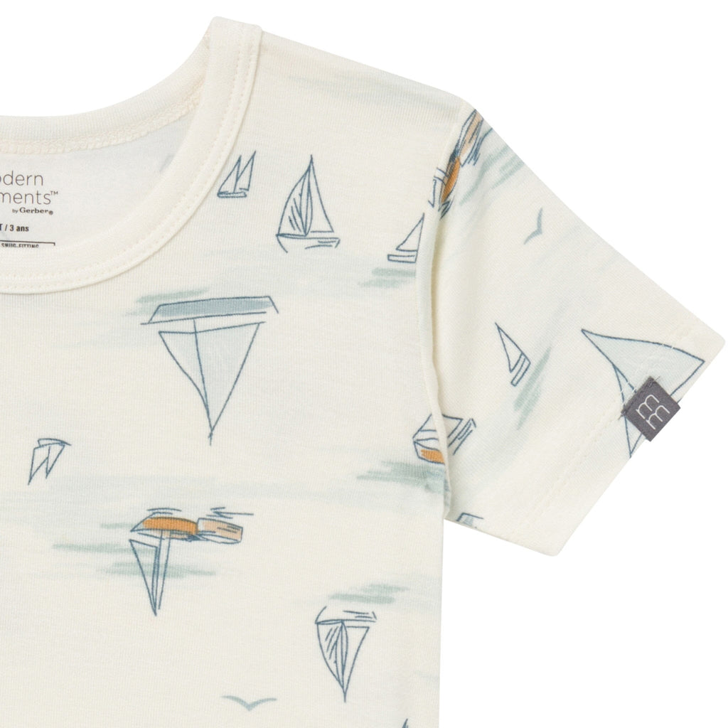 4-Piece Infant & Toddler Boys Ivory Sailing Viscose Snug Fitting Pajamas