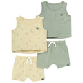 4-Piece Baby Boys Dusty Yellow Cactus Sleeveless Shirts and Shorts Set