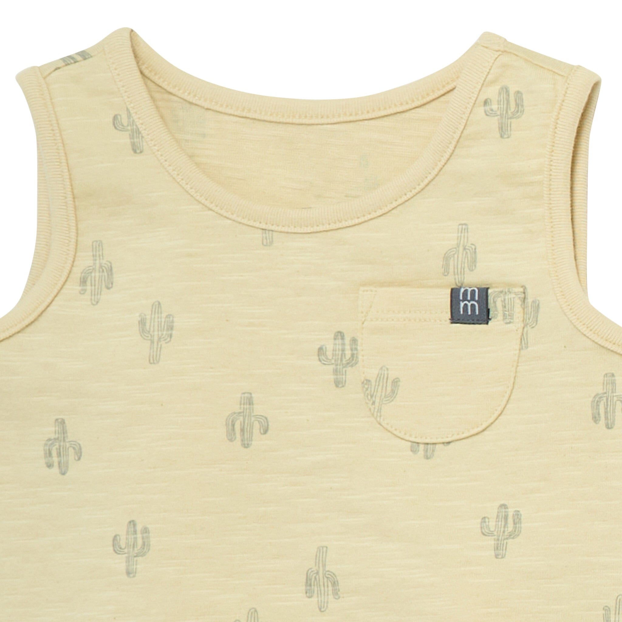 4-Piece Baby Boys Dusty Yellow Cactus Sleeveless Shirts and Shorts Set
