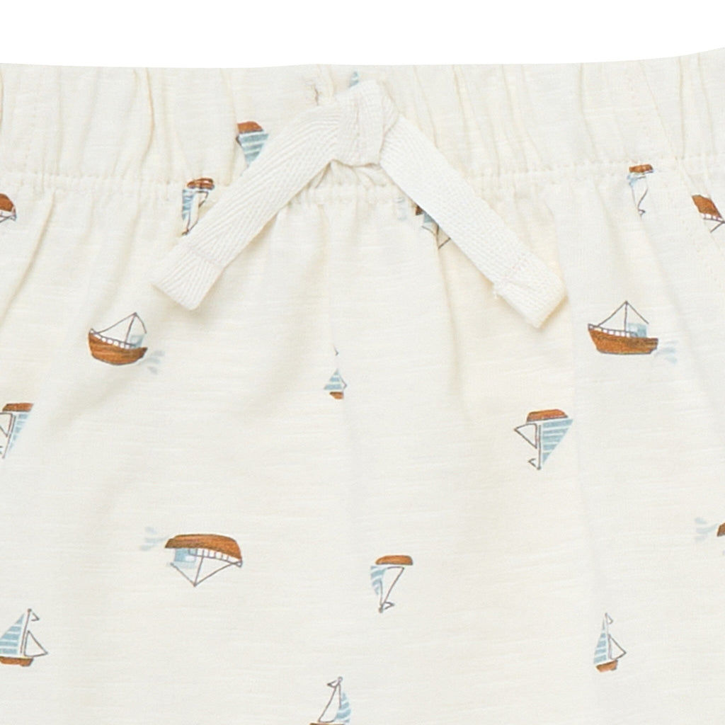 4-Piece Baby Boys Ivory Sailboats Sleeveless Shirts and Shorts Set